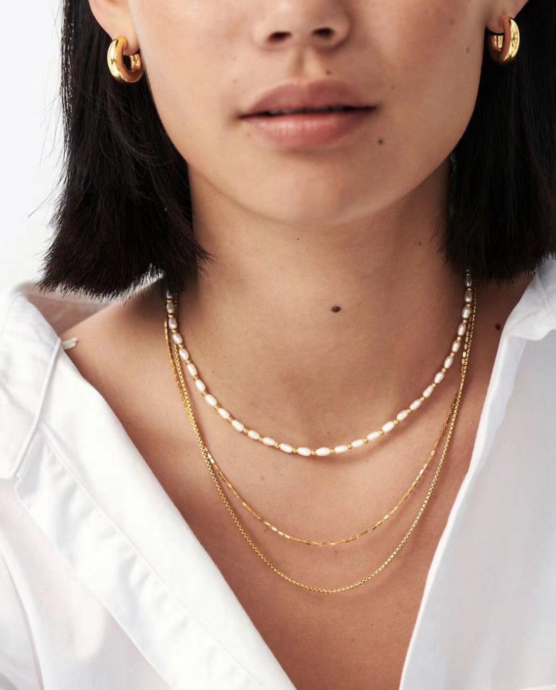 Versatile Layerable Rice Freshwater Pearl Necklace - floysun