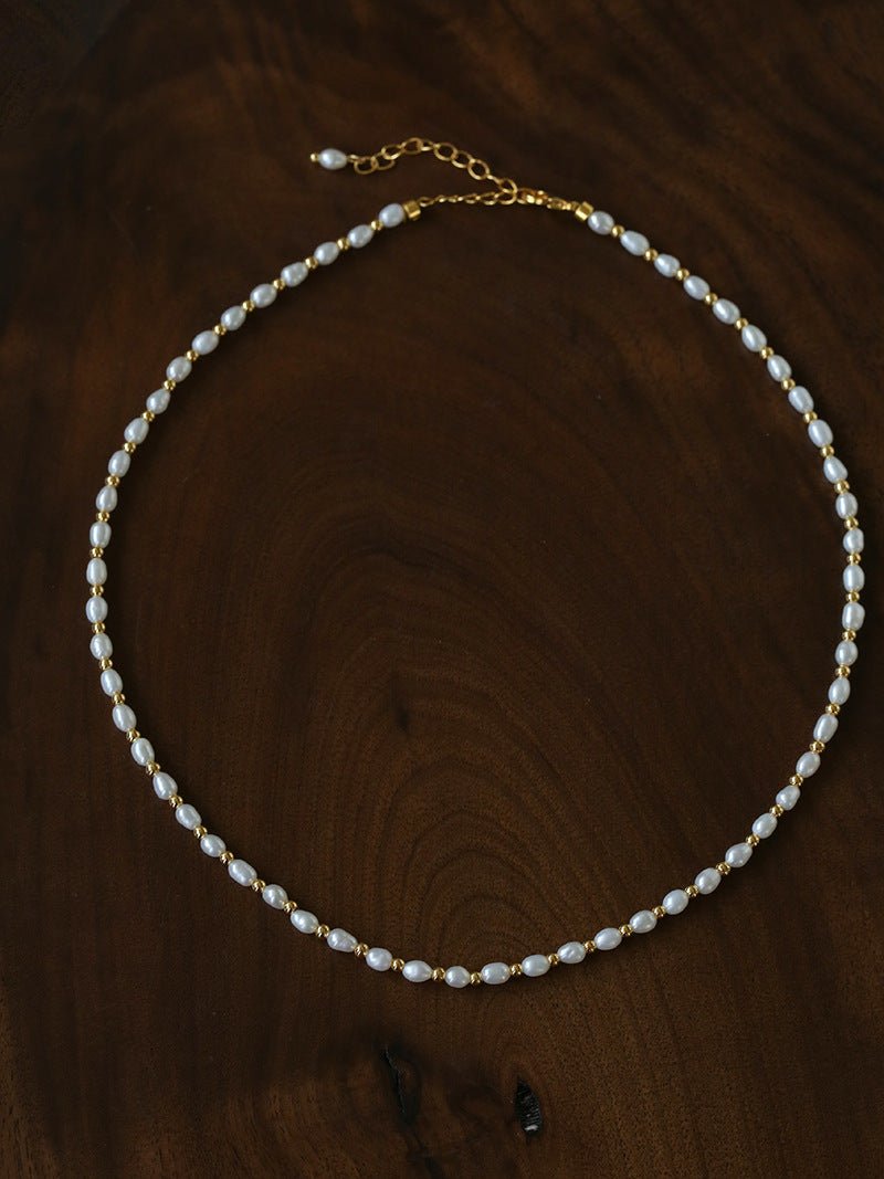 Versatile Layerable Rice Freshwater Pearl Necklace - floysun