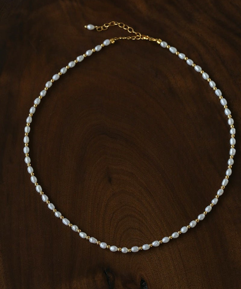 Versatile Layerable Rice Freshwater Pearl Necklace - floysun