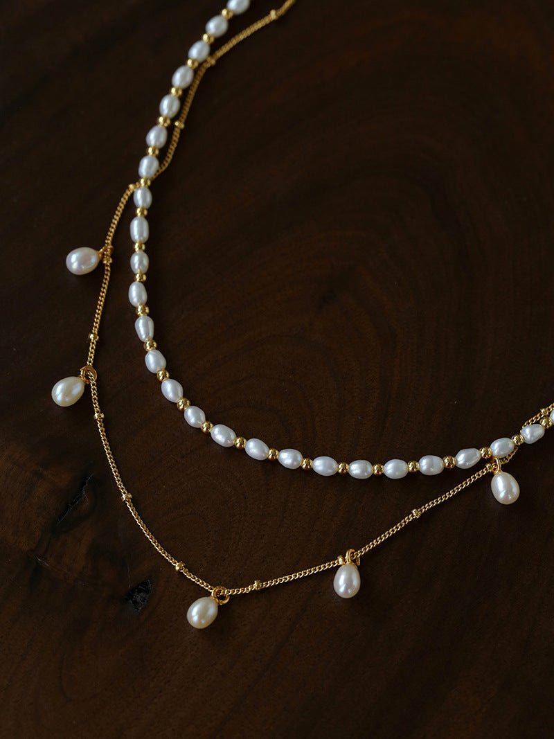 Versatile Layerable Rice Freshwater Pearl Necklace - floysun