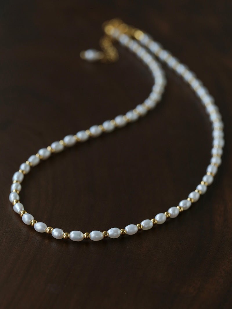 Versatile Layerable Rice Freshwater Pearl Necklace - floysun