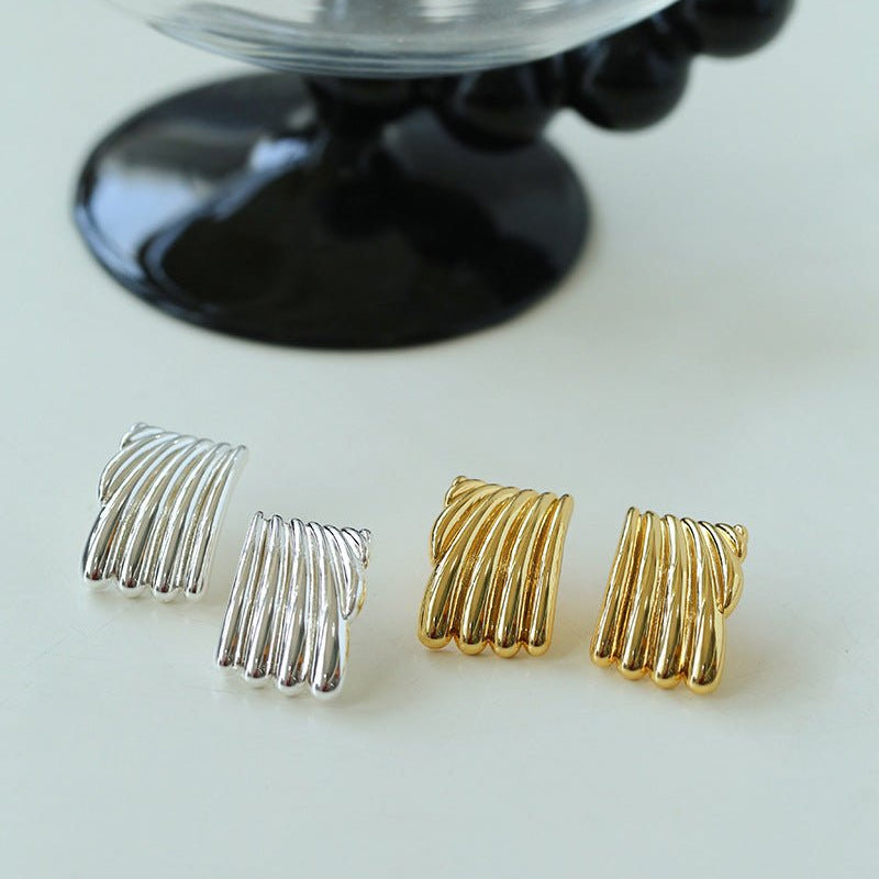 Vertical Striped Metal Geometric Earrings - floysun