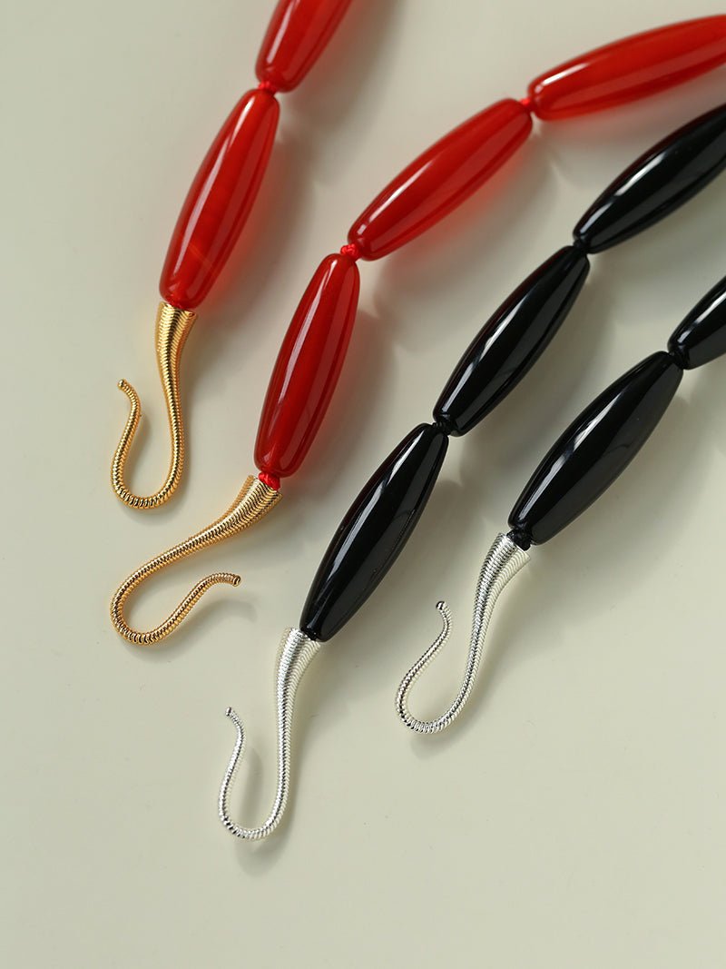 Vessel” Series Olive Agate Beaded Necklace - floysun