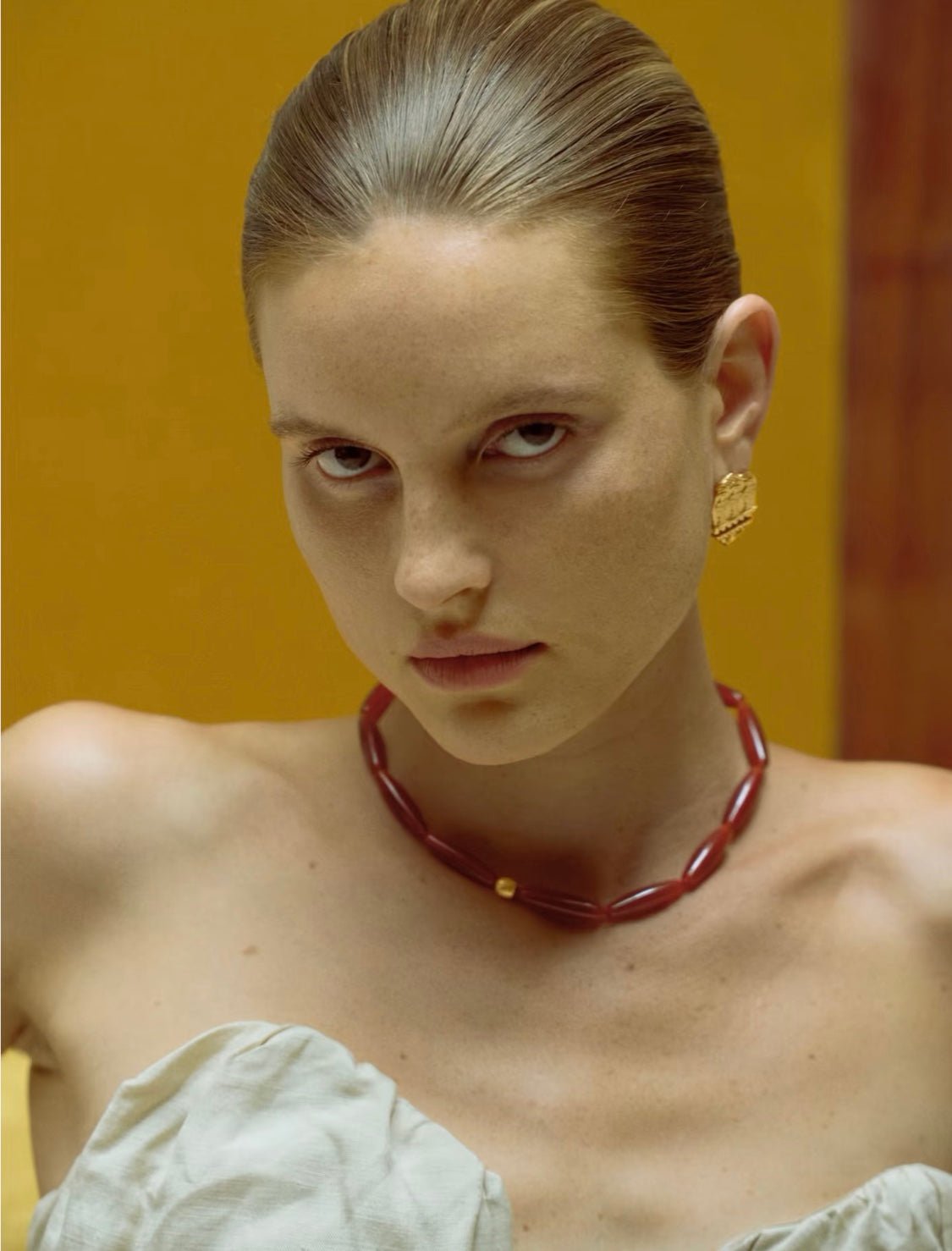 Vessel” Series Olive Agate Beaded Necklace - floysun