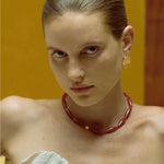 Vessel” Series Olive Agate Beaded Necklace - floysun