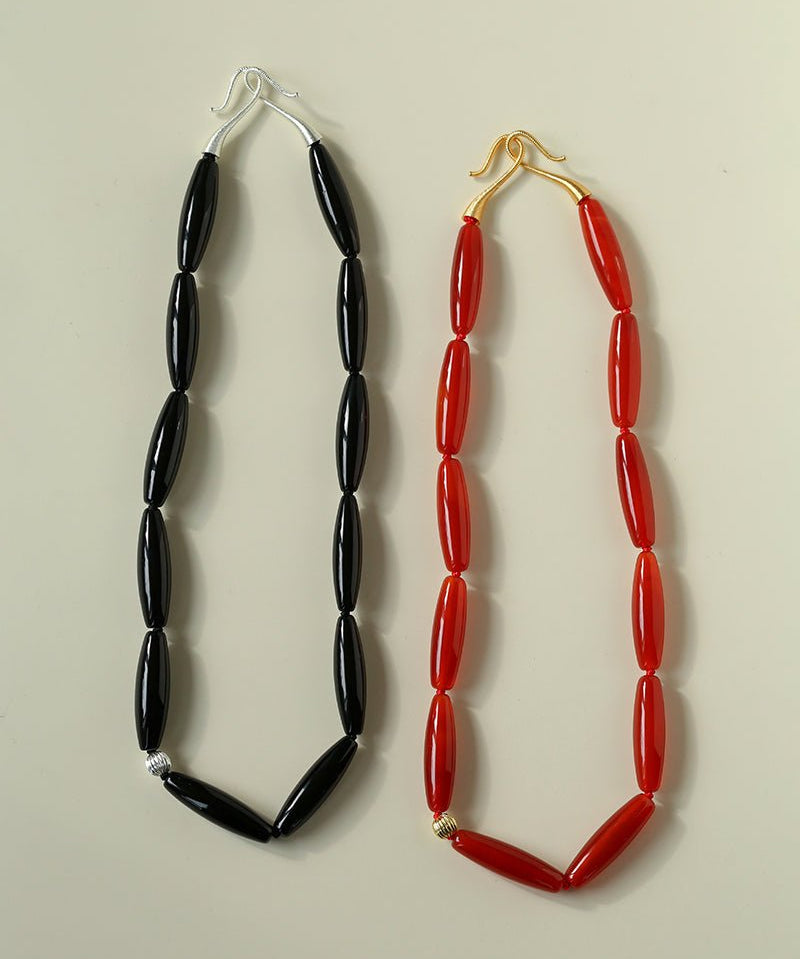 Vessel” Series Olive Agate Beaded Necklace - floysun