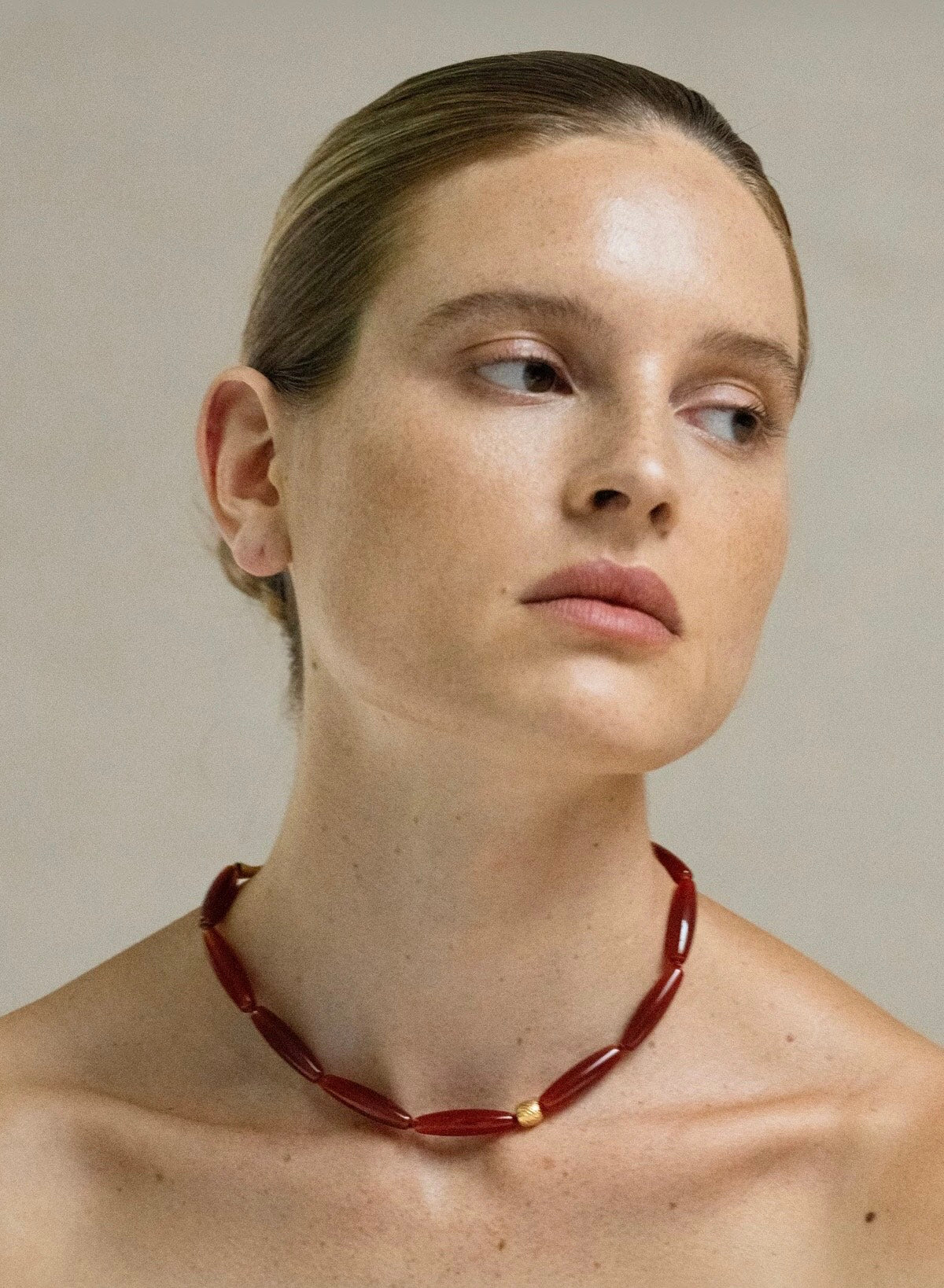 Vessel” Series Olive Agate Beaded Necklace - floysun