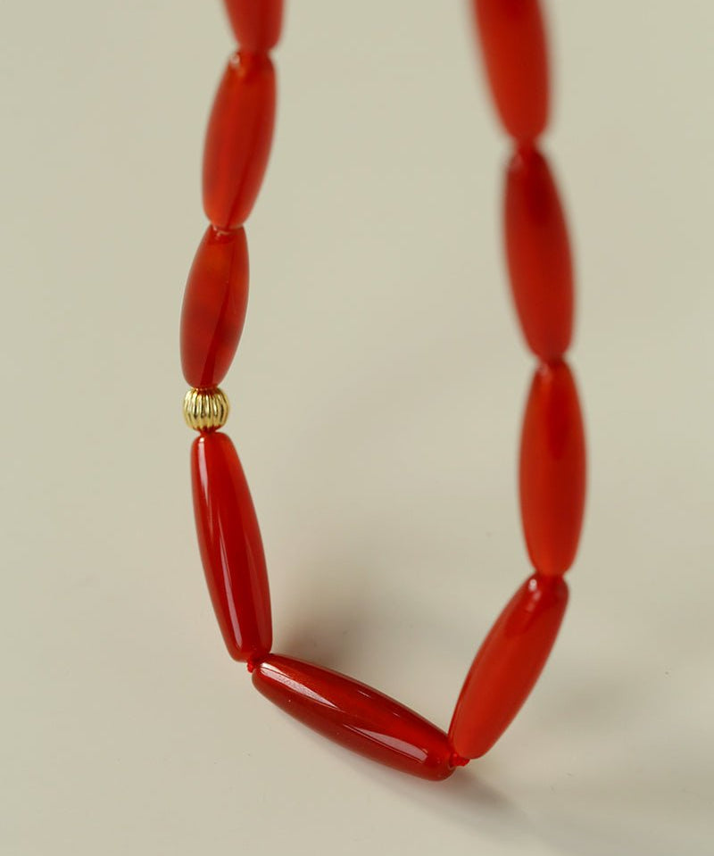 Vessel” Series Olive Agate Beaded Necklace - floysun