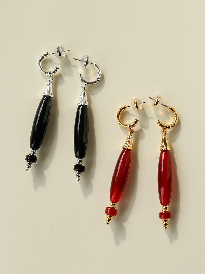 "Vessel" Series Red & Black Agate Earrings - floysun