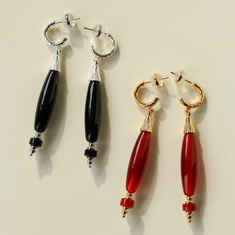 "Vessel" Series Red & Black Agate Earrings - floysun
