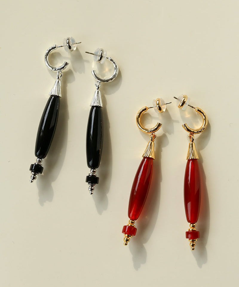 "Vessel" Series Red & Black Agate Earrings - floysun