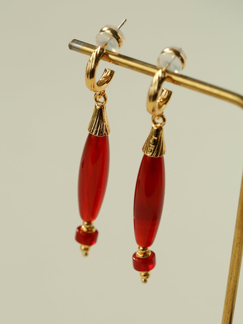 "Vessel" Series Red & Black Agate Earrings - floysun