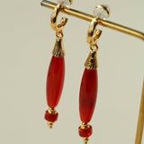 "Vessel" Series Red & Black Agate Earrings - floysun