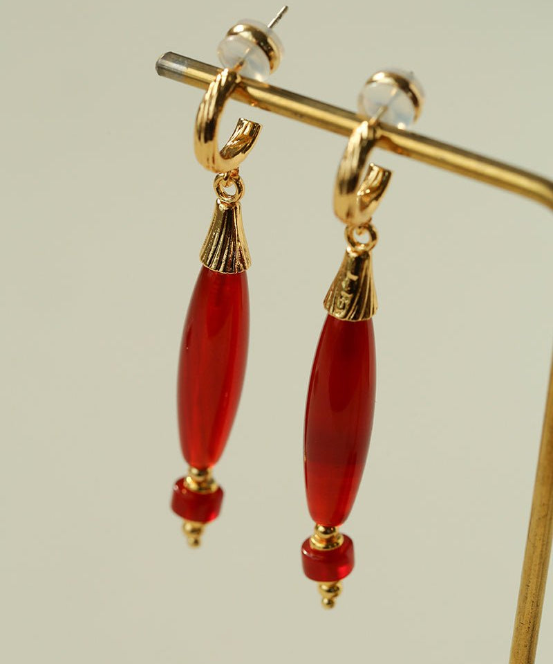 "Vessel" Series Red & Black Agate Earrings - floysun