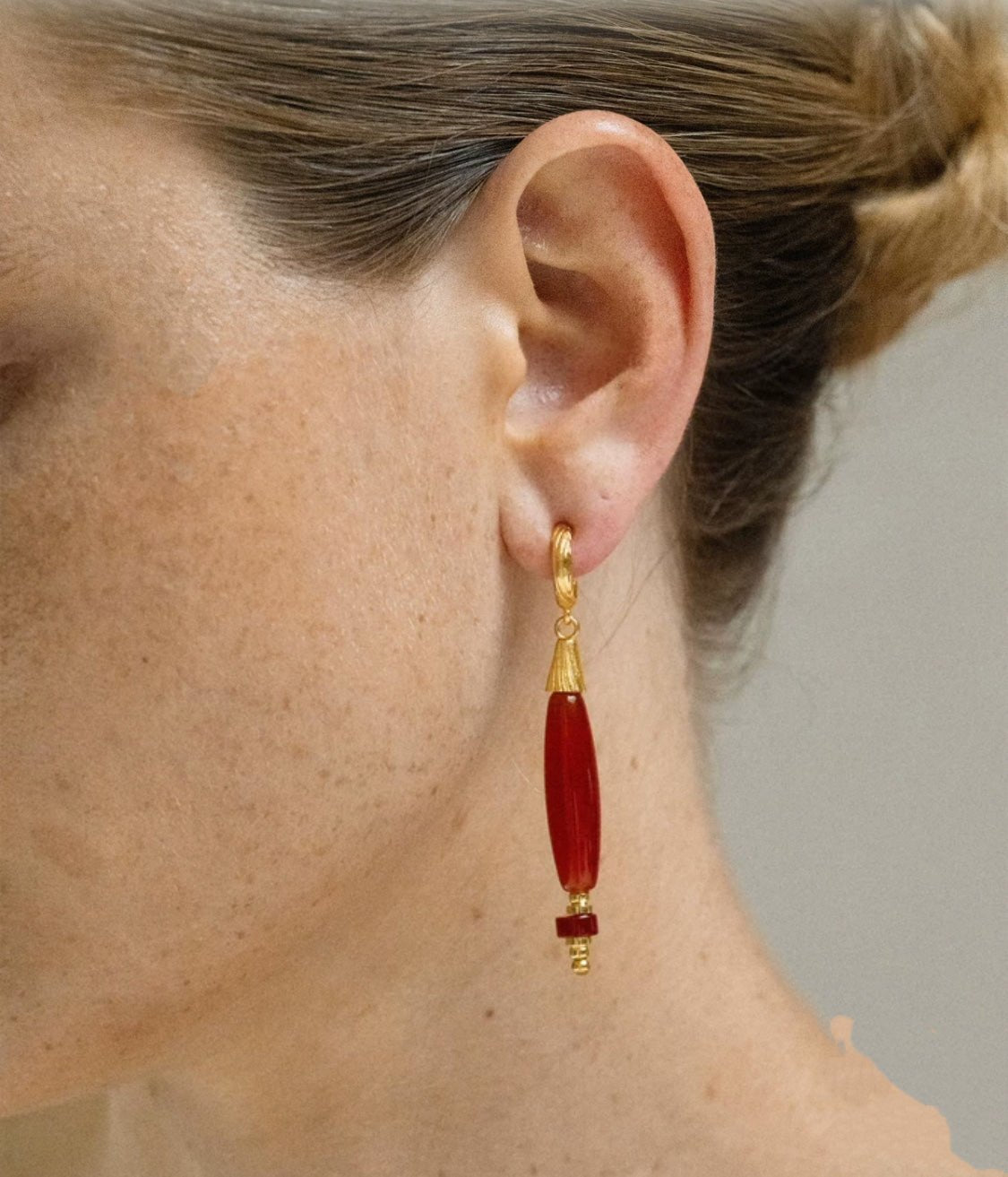 "Vessel" Series Red & Black Agate Earrings - floysun