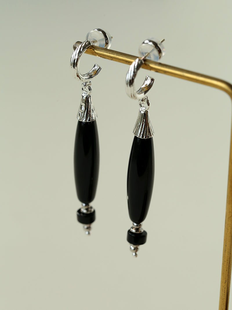 "Vessel" Series Red & Black Agate Earrings - floysun