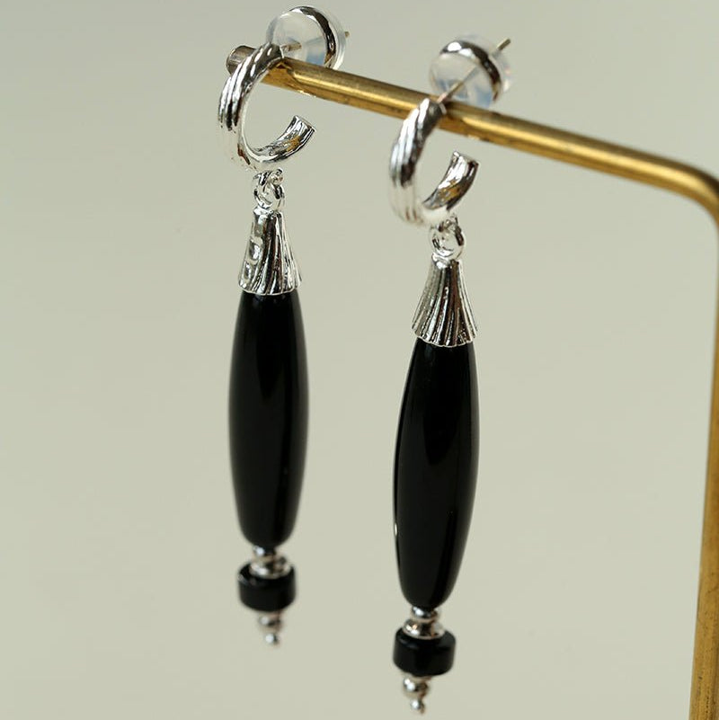 "Vessel" Series Red & Black Agate Earrings - floysun