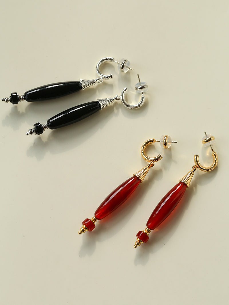 "Vessel" Series Red & Black Agate Earrings - floysun
