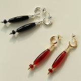 "Vessel" Series Red & Black Agate Earrings - floysun