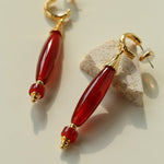 "Vessel" Series Red & Black Agate Earrings - floysun