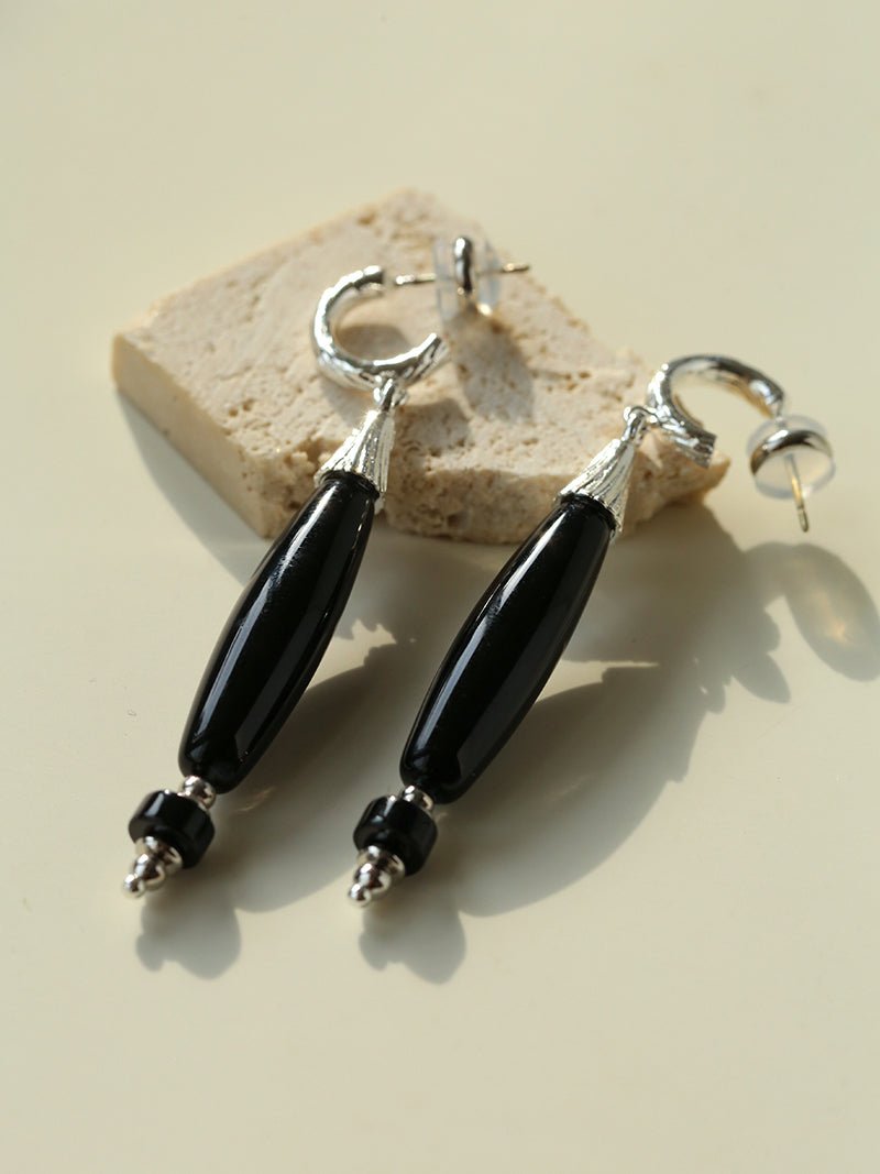 "Vessel" Series Red & Black Agate Earrings - floysun