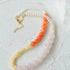 Vibrant Multicolored Gemstone and Pearl Beaded Necklace - Orange Pink Necklace - floysun