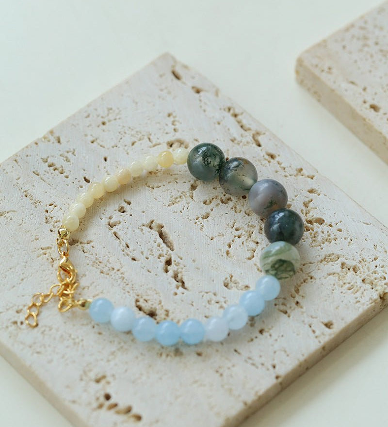 Vibrant Multicolored Gemstone Beaded Bracelet - Water Grass Onyx Bracelet - floysun
