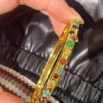 Vibrant Rainbow Multi - Gem Bangle - Gold - floysun
