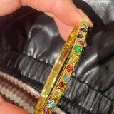 Vibrant Rainbow Multi - Gem Bangle - Gold - floysun