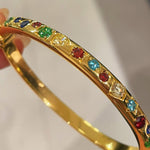 Vibrant Rainbow Multi - Gem Bangle - Gold - floysun