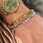 Vibrant Rainbow Multi - Gem Bangle - Gold - floysun