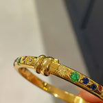 Vibrant Rainbow Multi - Gem Bangle - Gold - floysun