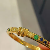 Vibrant Rainbow Multi - Gem Bangle - Gold - floysun