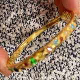 Vibrant Rainbow Multi - Gem Bangle - Gold - floysun
