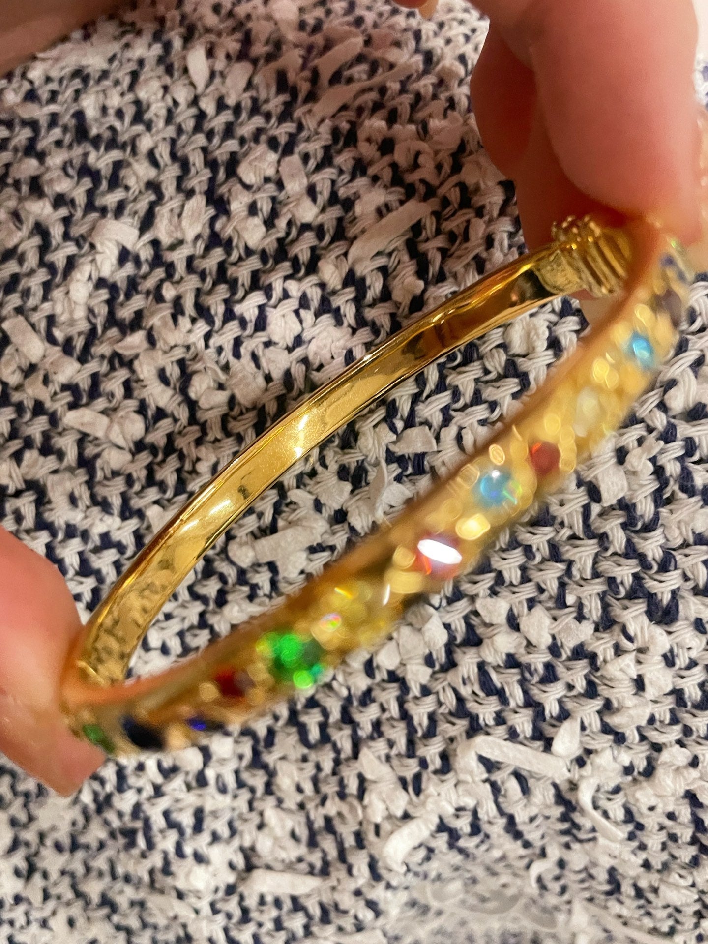 Vibrant Rainbow Multi - Gem Bangle - Gold - floysun