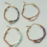 Designer Double Chain & Mixed Natural Stone Bracelets