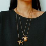 Vintage 3D Gold Turtle Pendant Long Necklace - floysun