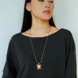Vintage 3D Gold Turtle Pendant Long Necklace - floysun