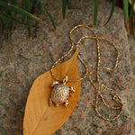 Vintage 3D Gold Turtle Pendant Long Necklace - floysun