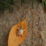 Vintage 3D Gold Turtle Pendant Long Necklace - floysun