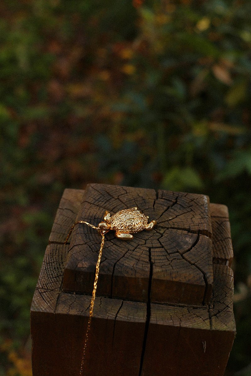 Vintage 3D Gold Turtle Pendant Long Necklace - floysun