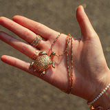 Vintage 3D Gold Turtle Pendant Long Necklace - floysun