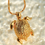 Vintage 3D Gold Turtle Pendant Long Necklace - floysun