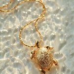 Vintage 3D Gold Turtle Pendant Long Necklace - floysun