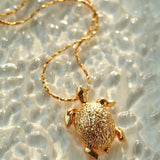 Vintage 3D Gold Turtle Pendant Long Necklace - floysun