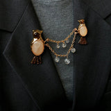 Vintage 3D Love Birds Chain Brooch - floysun