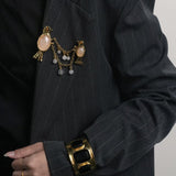 Vintage 3D Love Birds Chain Brooch - floysun