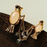Vintage 3D Love Birds Chain Brooch - floysun
