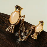 Vintage 3D Love Birds Chain Brooch - floysun