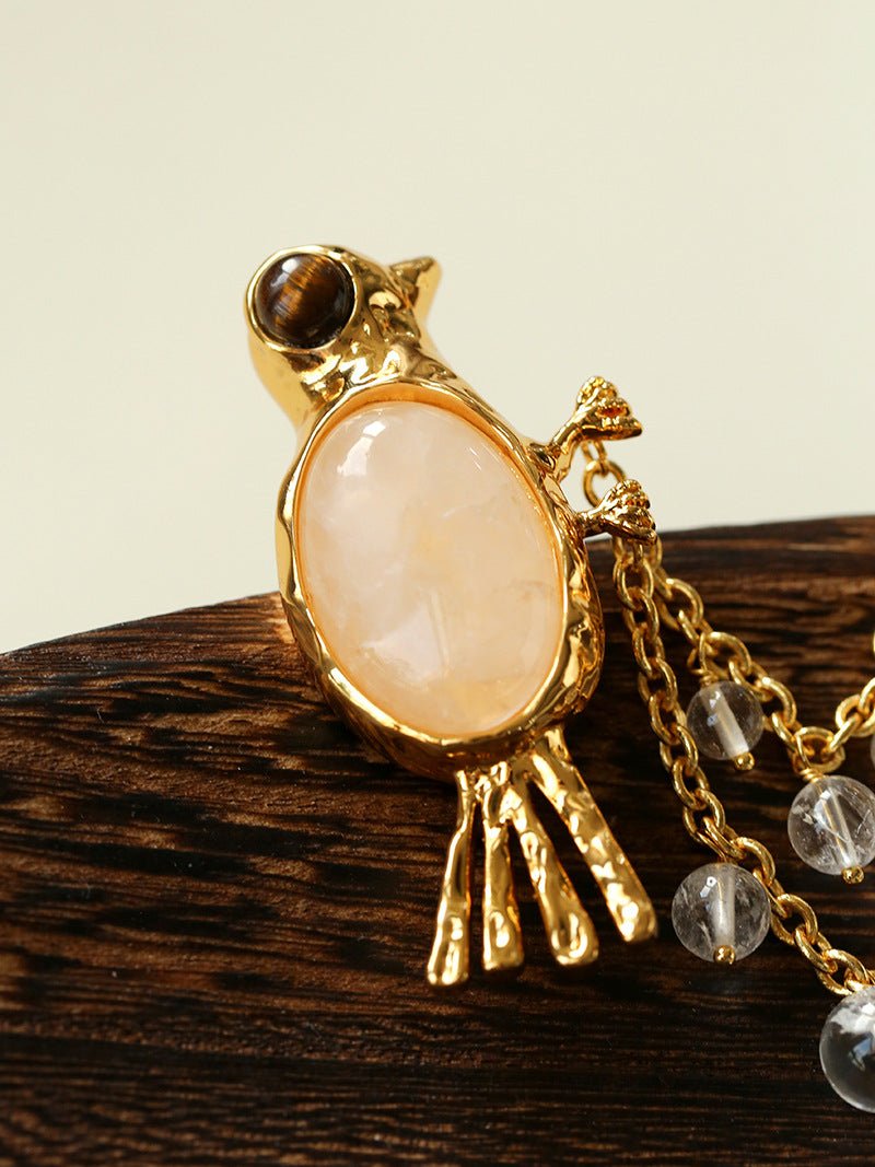 Vintage 3D Love Birds Chain Brooch - floysun